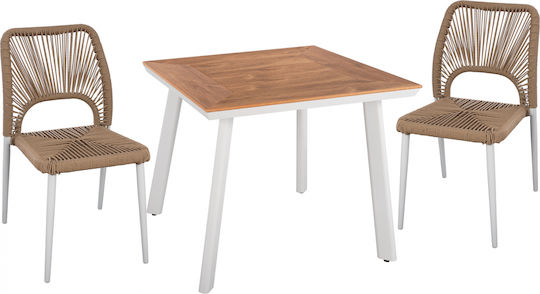Set Dining for Small Outdoor Spaces White 3pcs