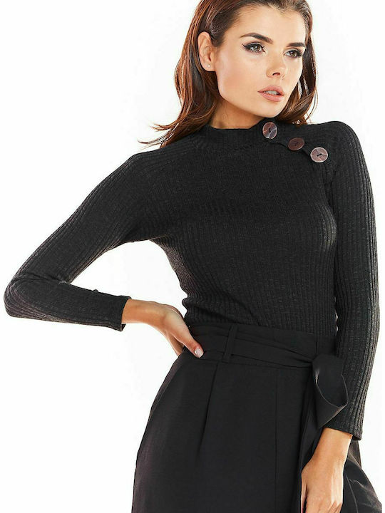 Awama Damen Langarm Pullover Schwarz