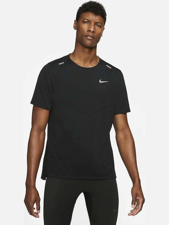 Nike Rise 365 Αθλητικό Ανδρικό T-shirt Dri-Fit Μαύρο με Λογότυπο