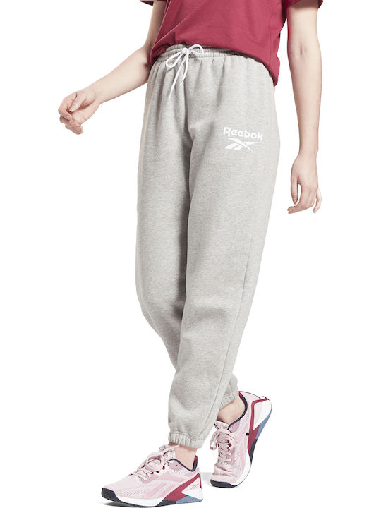 Ψηλόμεσο Παντελόνι Φόρμας με Λάστιχο Fleece Γκρι