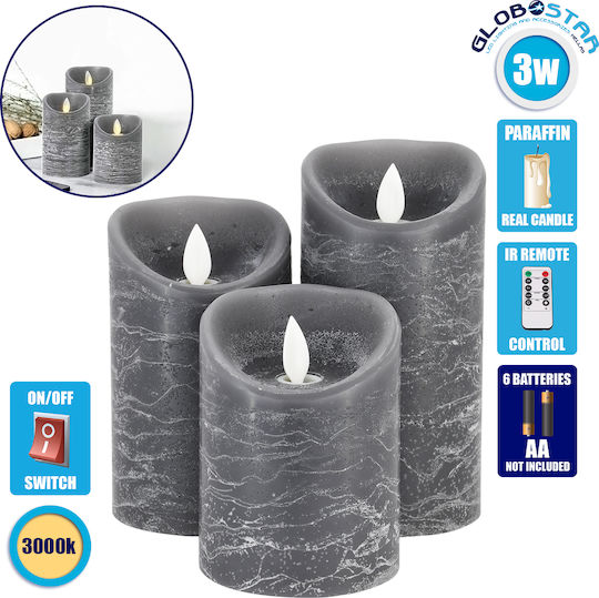 GloboStar Decorative Lamp Wax Polish Gray 3pcs