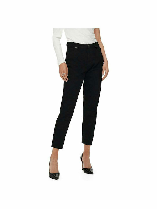 Only 15242370 High Waisted Women Jean Mom Fit Black