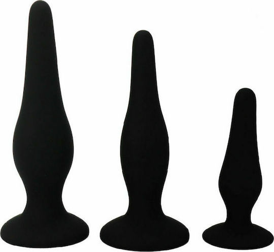 Pretty Love Bottom Begginer's Anal Kit Silicone Plugs Πρωκτική Σφήνα Μαύρη