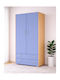 Number 1 Two Door Wardrobe with 2 Drawers Oak-Blue 85x50x180cm