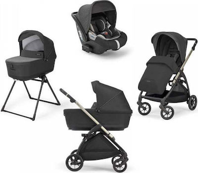 Inglesina Electa Quattro Cab Verstellbar 3 in 1 Baby Kinderwagen Geeignet für Neugeborene Upper Black 8.7kg