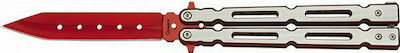 Martinez Albainox Butterfly Knife Red with Blade made of Steel in Sheath