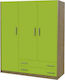 No 3 Dulap Triplă Cu 2 Sertare Stejar-Verde 110x50x180cm