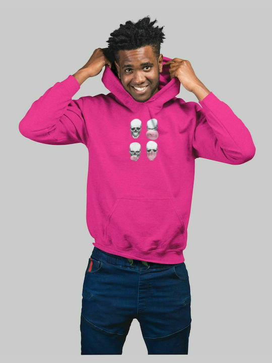 Skull Bubble Hooded Sweatshirt - FUCHSIA