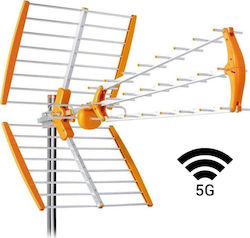 Tecatel Triaina 18DB 5G Εξωτερική Κεραία Τηλεόρασης (δεν απαιτεί τροφοδοσία) σε Πορτοκαλί Χρώμα Σύνδεση με Ομοαξονικό (Coaxial) Καλώδιο