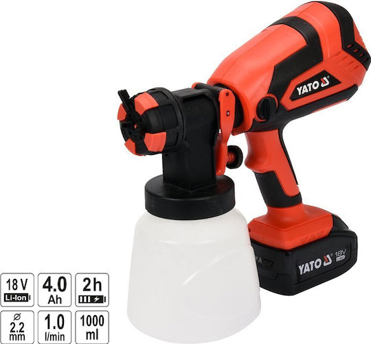 Yato Battery Powered Paint Spray Gun 18V 1x4Ah with 1lt Container