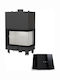 Kratki MBA PW 17 P BS W Ενεργειακό Τζάκι Ξύλου Καλοριφέρ 17kW Δεξιά Γωνία με Ανοιγόμενη Πόρτα Κλειστού Δοχείου Black