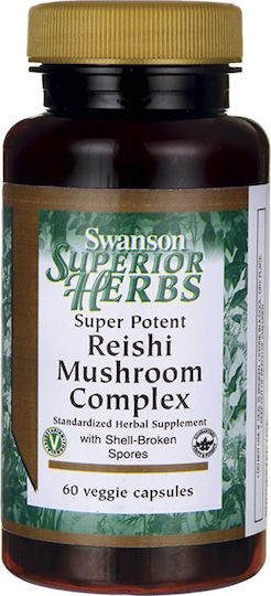 Swanson Superior Herbs Super Potent Reishi Pilz Komplex 400mg 60 Pflanzliche Nahrungsergänzungsmittel