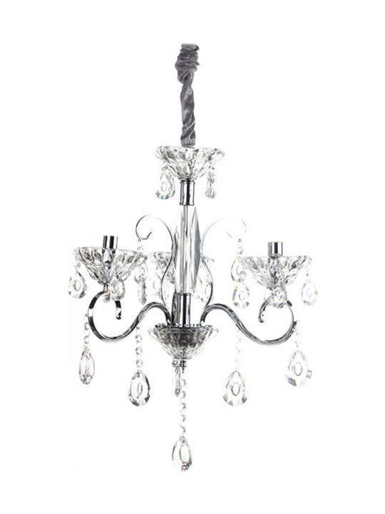 Keskor Chandelier with Crystals 3xE14 Silver 48cm 6082/3 CH