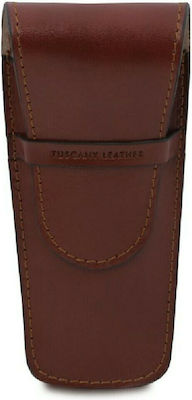 Tuscany Leather Δερμάτινη Θήκη για 2 Στυλό σε Καφέ χρώμα