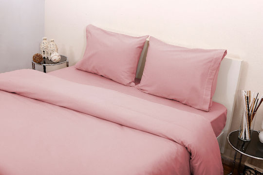 Viopros Viopros Bettlaken Set für Einzelbett mit Gummibettlaken 100x200+25cm Rosa (3 Stück)