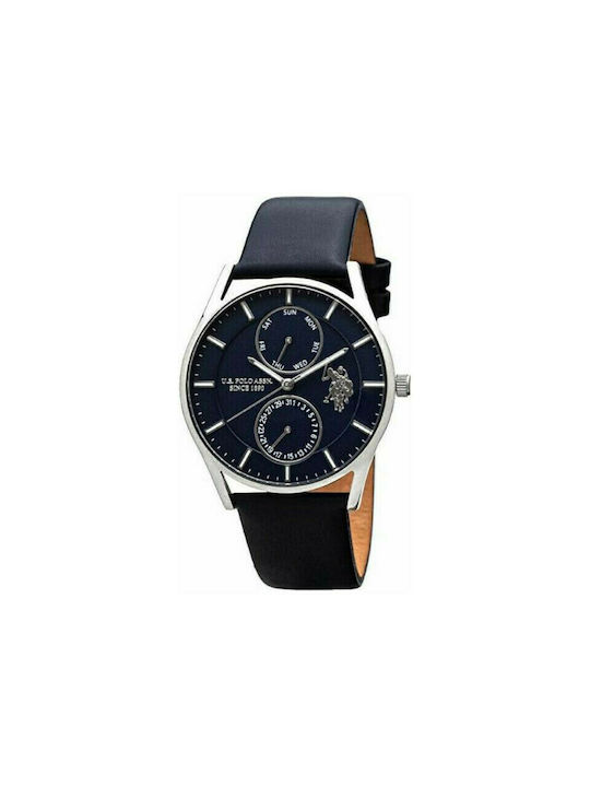 U.S. Polo Assn. Uhr Chronograph Batterie mit Blau Lederarmband