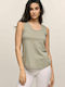 Women's Cotton Blouse Sleeveless Khaki