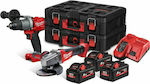 Milwaukee M18 FPP2D2-553P Set Angle Wheel & Impact Drill Driver 18V with 3 5Ah Batteries and Case