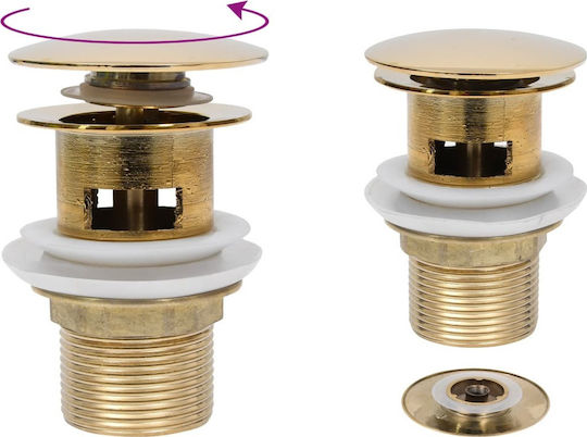 vidaXL Cupru Supapă Chiuveta cu Preaplin, Ieșire 40mm și Dimensiune 6.4x6.4cm Auriu