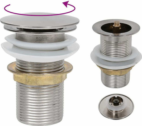 vidaXL Cupru Supapă Chiuveta cu Preaplin, Ieșire 40mm și Dimensiune 6.4x6.4cm Argintiu
