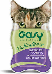 Oasy Delicatesse Pate Adult Nasses Katzenfutter für Katze in Dose mit Türkei 85gr