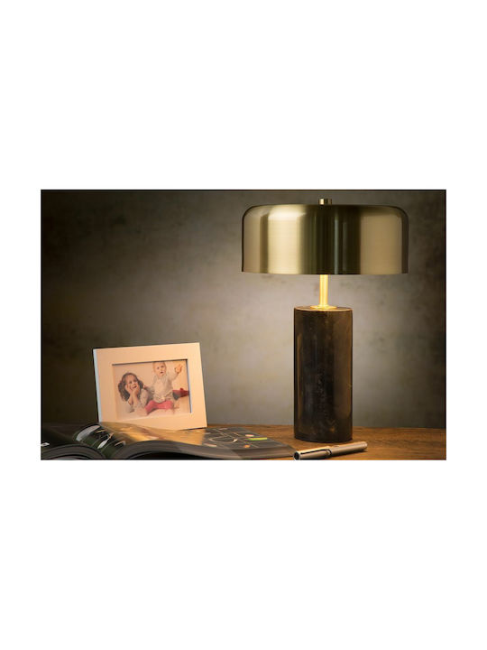 Lucide Lightning Mirasol Ceramic Table Lamp for Socket G9 with Gold Shade and Black Base