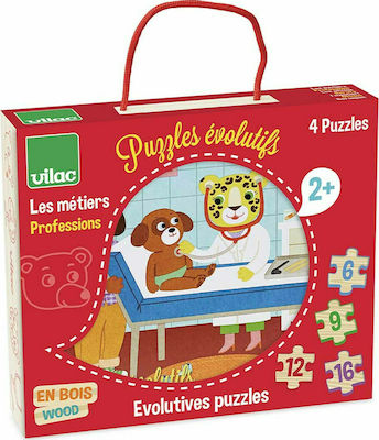 Wooden Kids Peg Puzzle Les Metiers Professions 43pcs Vilac