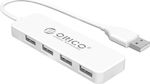 Orico Fl01 USB 2.0 Hub 4 Θυρών με σύνδεση USB-A Λευκό