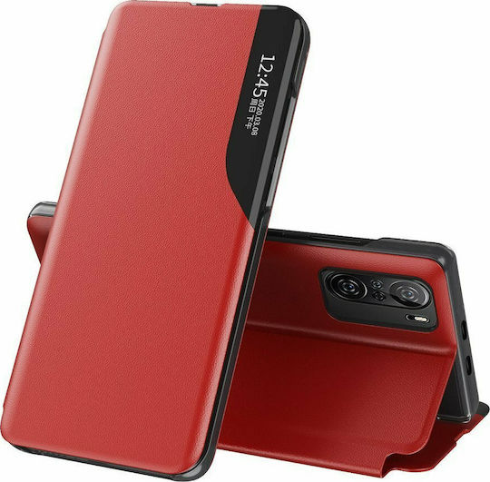 Hurtel Eco Leather View Книга Изкуствена кожа Червен (Poco F3 / Mi 11i)