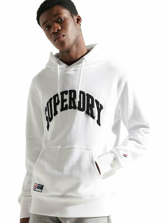 Superdry Men's Sweatshirt with Hood and Pockets Optic White
