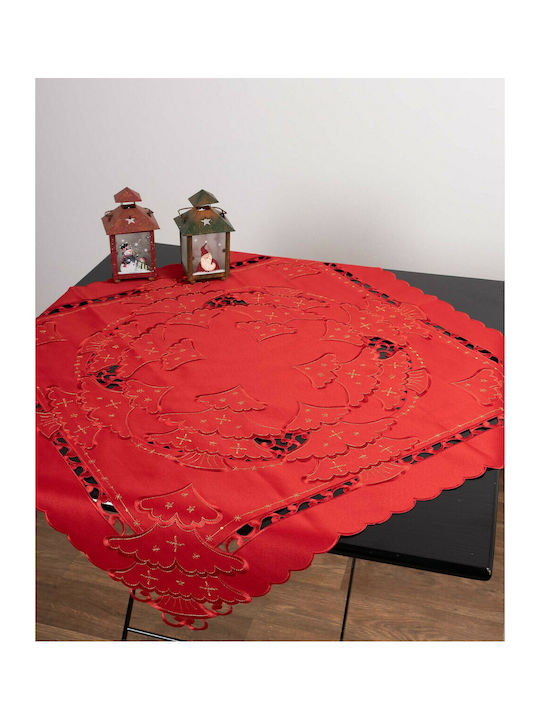 Silk Fashion 406-8 Weihnachtlich Tischtuch Quadrat Stoff Rot L90xB90cm.
