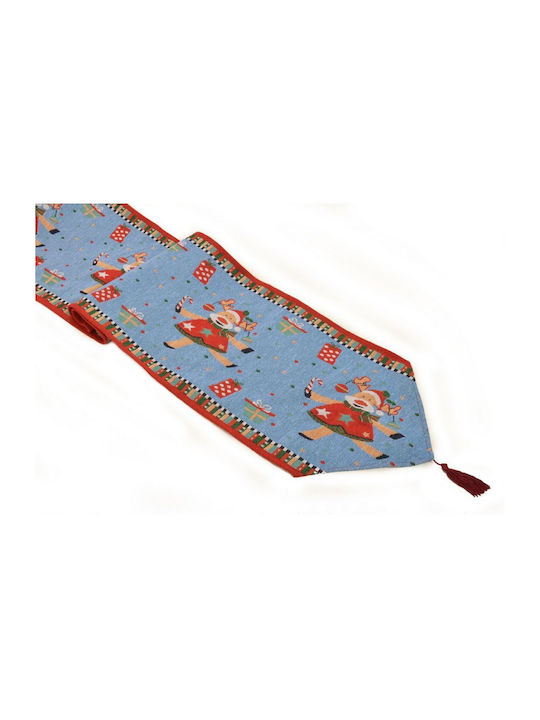 Silk Fashion Коледно Покривка за маса Тичър Син Д170xШ45см.