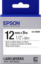 Epson LK-4WBN Ταινία Ετικετογράφου 9m x 12mm σε Μαύρο Χρώμα