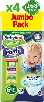 Babylino Pantaloni de scutec Sensitive Sensitive Nr. 6 pentru 13-18 kgkg 168buc