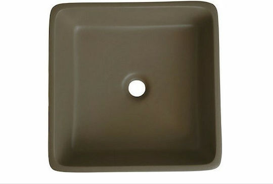 Adamidis Paros Aufgesetztes Waschbecken Keramik 41x41x14cm Tabacco