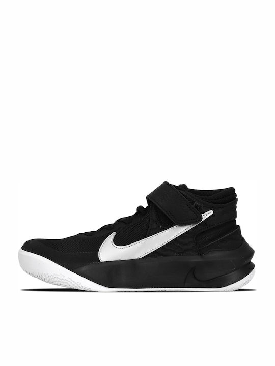 Nike Αθλητικά Παιδικά Παπούτσια Running Team Hustle10 FlyEase Black / Volt / White / Metallic Silver