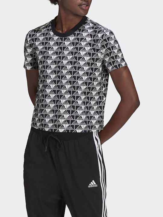 Adidas Damen Sportlich Baumwolle Bluse Kurzärmelig Schwarz