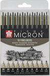 Sakura Pigma Micron Markere de Proiectare Negri 10buc