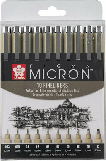 Sakura Pigma Micron Design Markers Black 10pcs