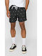 Embroidery Men's Swimwear Shorts Black / Palmtree with Patterns