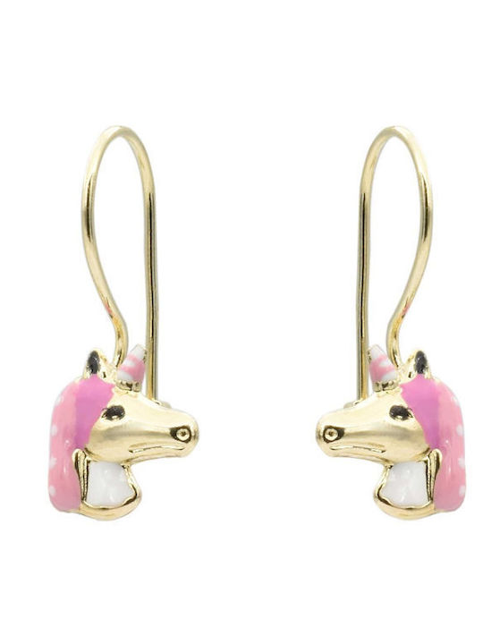 Kids Unicorn Earrings Gold K9