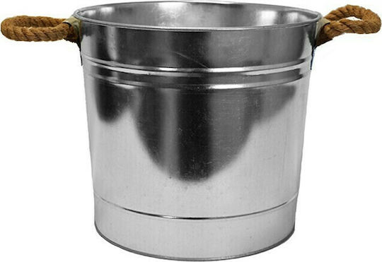 Atmosphera Planter Metal Silver 32x32x29cm. With Rope