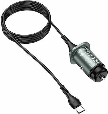 HOCO car charger 2 x USB + cable Type C Wise Road NZ4, 8A 24W grey
