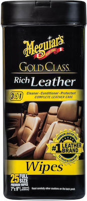 Meguiar's Wipes Cleaning Leather Care Wipes Set 25pcs for Leather Parts Class Rich Leather Wipes G10900