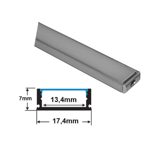 Adeleq Εξωτερικό Προφίλ Αλουμινίου Ταινίας LED 200x1.7x0.7εκ.