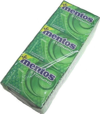 Mentos 12 Gume de mestecat Storming cu Aromă de Mentă verde Fără adaos de zahăr 12buc 33gr