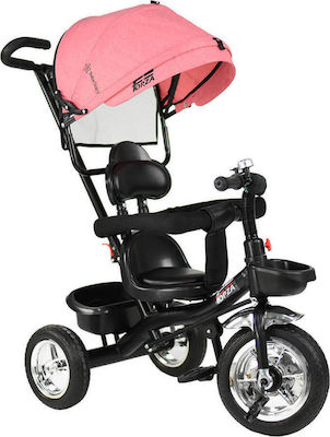 Bebe Stars Forza Kids Tricycle with Storage Basket, Push Handle & Sunshade for 9+ Months Pink