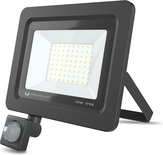 Forever Light PROXIM II Водоустойчив LED Прожектор 50W Неутрално Бяло 4500K с Motion Sensor IP66