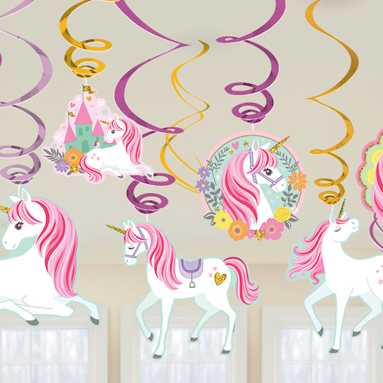 Amscan Hanging Ornament for Party Unicorns 12 Pieces 61cm