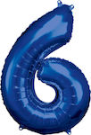 Balloon Foil Jumbo Number 6 Blue 86cm